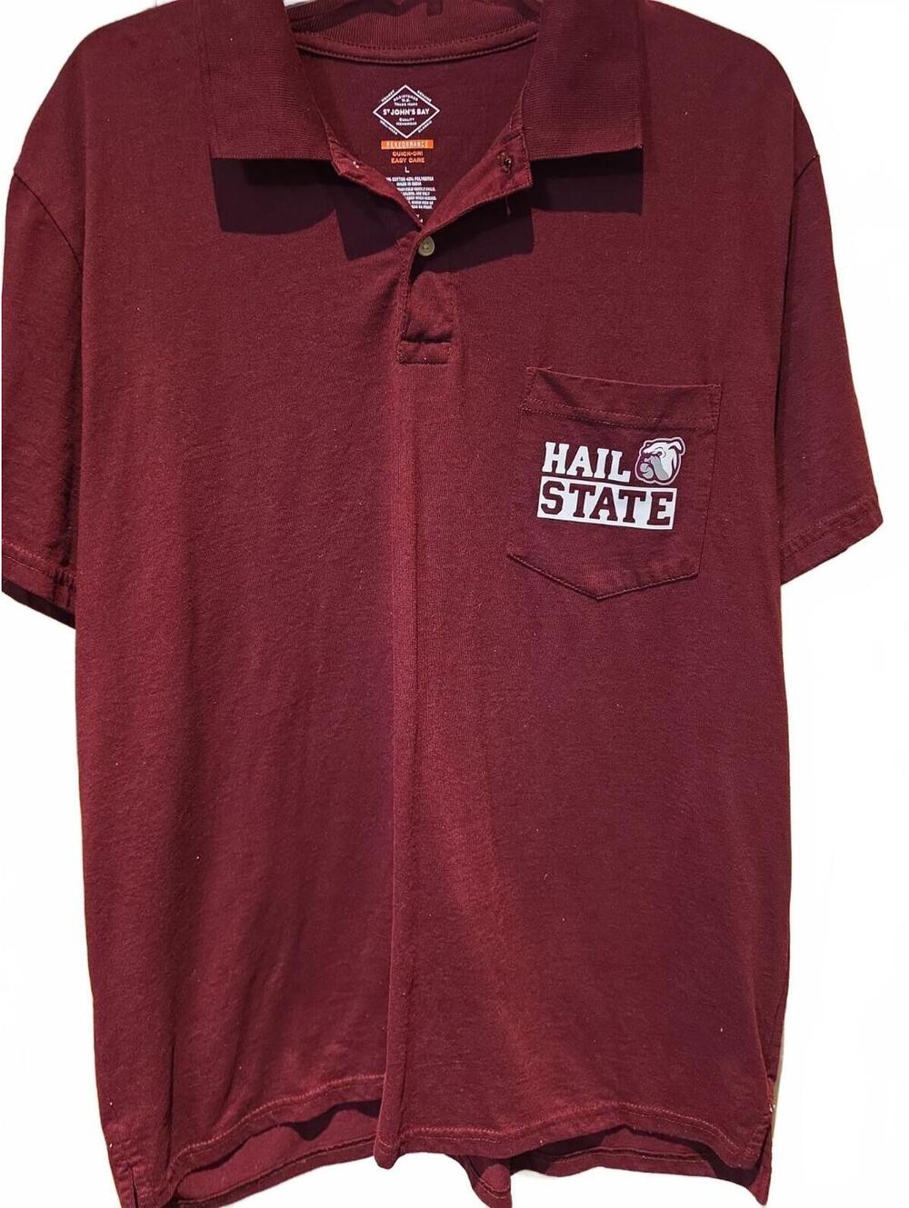 Mississippi State Bulldogs Hail State Maroon St. Johns Bay Polo Pocket Shirt L